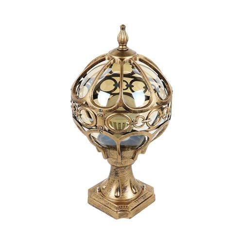 KISAD Outdoor Globe Pillar Lantern European Courtyard Landscape Ball Post Light Exterior Aluminium Glass Garden Column Lamp for Lawn Villa Patio(Bronze,34cm/13.3in)