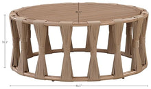 Meridian Furniture 55005-CT San Pietro Collection Art Deco Outdoor Patio Coffee Table with Natural Teak Finish Aluminum, Polypropylene Fabric Rope, 40.5" W x 40.5" D x 16.5" H, Natural