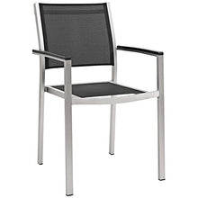 Modway Shore 7-Piece Aluminum Outdoor Dining Set Silver Black