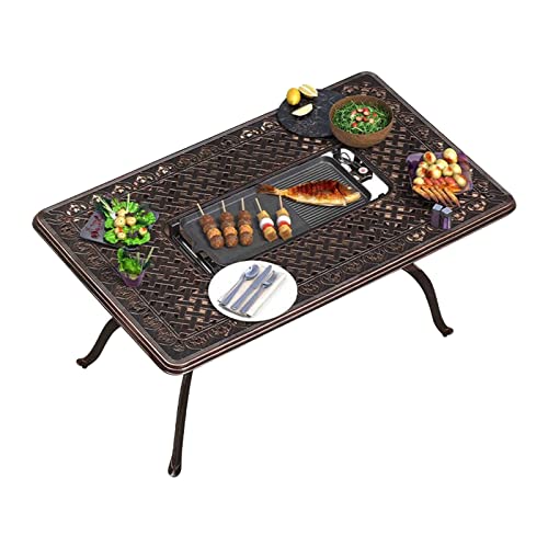 FYorbitH Barbecue Table Outdoor Barbecue Table Outdoor Courtyard Balcony Cast Aluminum Single Table Carbon Smokeless Oven Table Grill Table