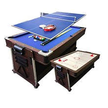 SIMBASHOPPING USA 7FT Multigame Pool Table with Air Hockey, Table Tennis, & Table Top Blue/Brown