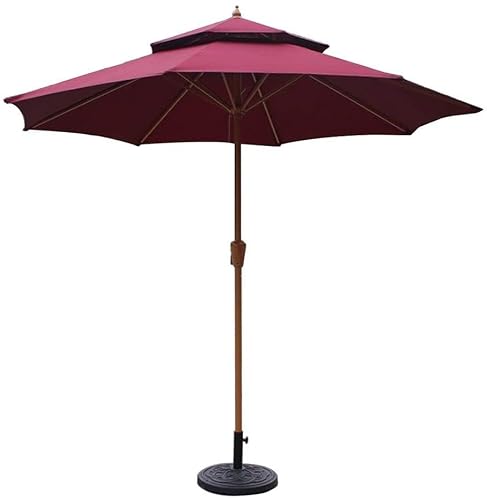 Umbrellas 9ft / 270cm Double Top Garden Patio Umbrella with Crank Handle, Sun Shade Waterproof Protection for Terrace, Balcony, Pool, Beach (Color : Dark Green) (Winred)