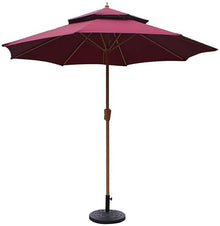 Umbrellas 9ft / 270cm Double Top Garden Patio Umbrella with Crank Handle, Sun Shade Waterproof Protection for Terrace, Balcony, Pool, Beach (Color : Dark Green) (Winred)