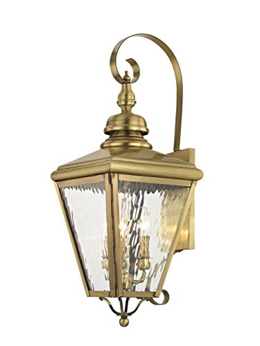 Livex Lighting 2033-01 3-Light Outdoor Wall Lantern, Brass