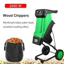 Qiokoith 2400W Electric Garden Shredder Wood Chipper,Leaf Mulcher,Collection Bag, for Lawn and Garden Use, Overload Protection