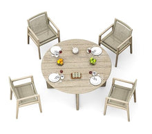 TeakFurnitureOutlet A-Grade Teak 5pc Dining 60 SEMA Round Table SEMA Arm Chair Set