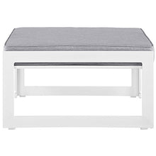 Modern Urban Contemporary Outdoor Patio Ottoman, White Grey Fabric Steel