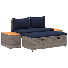 FMPGJLYH 4-Seater Outdoor Sofa Set with Bench and Storage Tables, Poly Rattan Garden Furniture for Patio Backyard, Grey