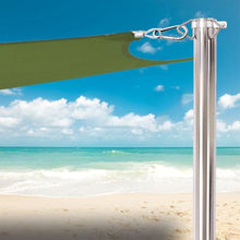 AMZXPLORE 12 FT Shade Sail Pole, 304 Stainless Steel Sun Shade Support Post with Base Plate and Adjustable Triangular Ring Clamp, Heavy Duty Outdoor Canopy Pole Kit for Patio Garden Backyard