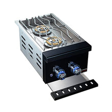 Whistler Built In Side Burner for NG/LP - Outdoor Kitchen Double Burner with Cooking Grip & Drip Pan,2 * 12000 BTU Prime Side Burners for BBQ Island,Vertical Control Panel Glossy Black