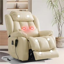 HTERWQEA Dual Motor Leather Power Lift Recliner with Heat Massage