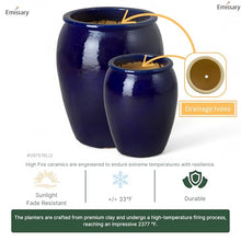 Emissary - Tall Jar Planter Lg, Blue 23.5x30 H