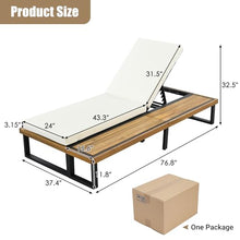 Sleek Outdoor Patio Chaise Lounge Set of 2 with 5-Position Adjustable Backrest and Wood Side Table, All-weather Lounge Chair Reclining with Cushion and Steel Frame for Backyard Poolside (Beige+Wood2)
