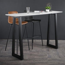HYgloF 200cm Simple Long Bar Table with Metal Frame Rectangular High Top for Kitchen & Dining, Living Room Bar Table with Storage(Gris)