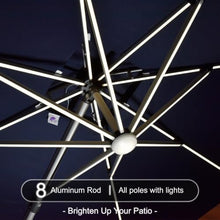 OROTLECT 120'' X 156'' Rectangular Double Top Cantilever Umbrella With Solar Lights And Base In Ground,Navy