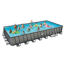 Summer Waves Outdoor Rectangular Frame Above Ground Swimming Pool Set Gray