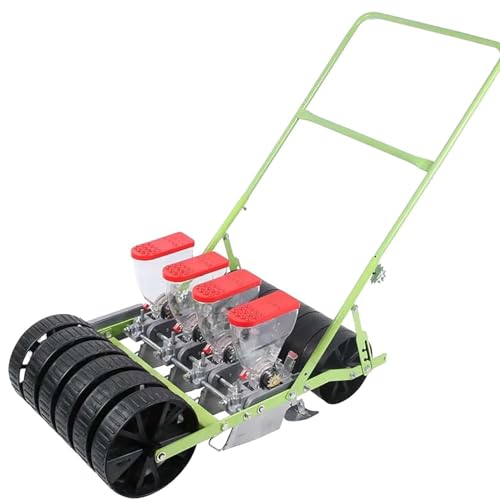 Manual Hand-Push Garden Seeder, Single Row Seeder Planter, Precise Sowing Fertilization Portable Seeding Machine for Corn Cotton Soybean Peanut Planting(Line 4)