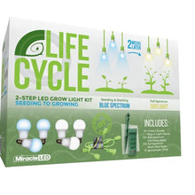 Miracle LED Plant Life Cycle 3-Socket Synchronized Grow Light Kit with 3 Blue Spectrum Ultra Grow Bulbs and 3 Full Spectrum Multi-Plant Bulbs and Sproutmatic All-Weather Timer Controls (4-Pack)