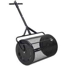 GRERON Compost Spreader, 36 Inch Heavy Duty Steel Mesh Lawn Spreader with Rolling Drum, Peat Moss Top Dressing Spreader for Compost Mulch Soil Manure Garden Lawn Care