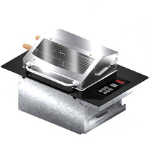 SARO Digital Built-In Electric Grill, Smokeless BBQ Cooktop, Stainless Steel, Glass Visor, 41x67.5cm Niche Size, 3000W, Digital Control Panel