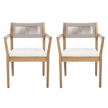 callmego Natural Acacia Wood Outdoor Dining Chair – Rustic Teak-Look Patio Seating with Woven Rope Backrest and Weather-Resistant Finish (Cream + Teak+ Beige + Acacia Wood + Fabric + Rope-1)