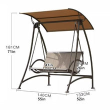 DYUNCZ 2-Seat Patio Swing Chair, Porch Patio Swing with Adjustable Canopy, Heavy-Duty Metal Frame, Weather Resistant, Breathable Seat Fabric, Weight Capacity 300 Kg / 660 Lbs