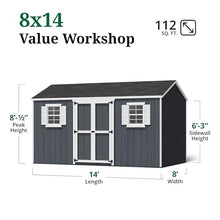 Little Cottage Co. 8x14 Value Workshop Shed with Operable Windows and Floor, Outdoor Wood Storage Do-It-Yourself Precut Kit