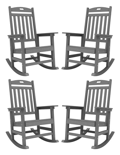 YEFU Rocking Chair Outdoor, Oversize Rocking Chair HIPS, Set of 4,Grey