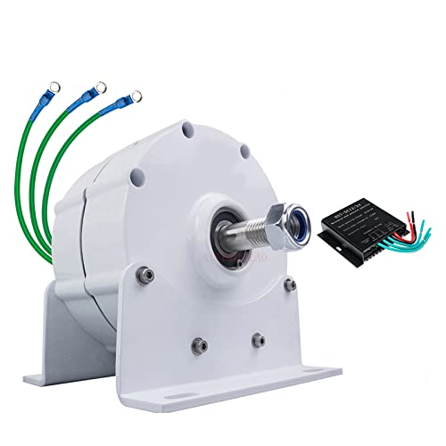 AISINILALAO Wind Generator,1600W 12V 24V 48V 3 Phase Gearless Permanent Magnet AC Alternators for Water Turbine Diesel Engine(with Base),12V