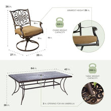Hanover Traditions 9-Piece Patio Dining Set with Swivel Rocker Chairs and Tan Cushions