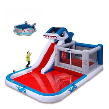 Blast Zone Shark Park Inflatable Water Park Bouncer White/Red/Blue
