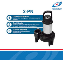 Tsurumi Pump 2PN 1/5HP, 115V, Submersible Pond & Waterfall Pump, Stainless Steel, 85GPM, 2" Discharge