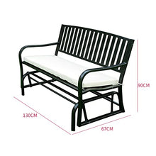 Garden Benches Black Garden Bench Outdoor Wrought Iron Rocking Chair Patio Rocking Chair for 2 Persons, Porch Bench Garden Leisure Furniture Patio Seating