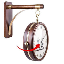 ERTTGWGF Home use Vintage Wooden Double Sided Bracket Mounted Silent Outdoor Indoor Station Clock for Garden Home White Clock Dial