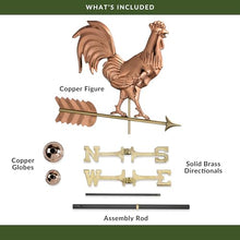 Good Directions Polished Copper Rooster Weathervane – Decorative Rooftop Accent for Barns, Homes, Sheds, and Cupolas – Durable & Handcrafted