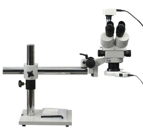 OMAX 3.5X-90X Digital Trinocular Boom Stand Stereo Microscope with 54 LED Ring Light and 1.3MP USB Camera