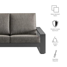 Modway Lirienne Aluminum Outdoor Loveseat in Smoke Gray - Weather-Resistant Modern 2-Seater Patio Couch with Removable Cushions