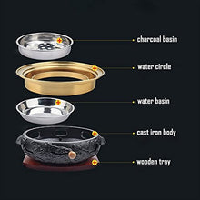 Charcoal Grill Portable Round Barbecue Stove Food Charcoal Stove With Grill Pan Soup Bowl Base Tabletop BBQ Grill Outdoor Cooking Picnic Barbecue (Color : Black Size : 33x14cm)