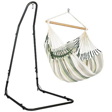 LA SIESTA® Large Comfort Domingo Hammock Chair & Steel Stand - Weatherproof, Hanging Hammock Chair with Stand - Indoor Outdoor Swinging Chair, Bedroom Porch Hammock Swing Chair with Stand - Cedar