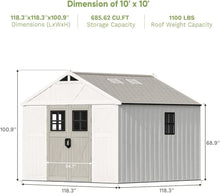 Patiowell 10x10 FT Resin Outdoor Storage Shed with Floor, Beige