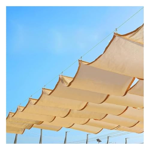 HOFUNTRE Pergola Shade Cover Retractable，Telescopic Canopy Pergola Cover ，Wave Sunshade Net，Widely Used, Suitable For Home Or Commercial Environment, Sun Protection, Durable(W:1.7m/5.57ft*L:12m/39.3ft
