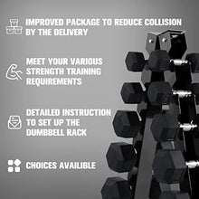 RitFit Rubber Hex Dumbbells Set with Rack 180LBS