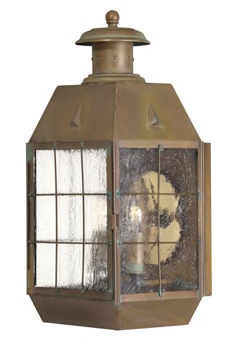 Hinkley Nantucket Restoration Two Light Large Outdoor Wall Mount, Aged Brass