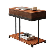 Modern Modern Side Table with Wheels, Mobile End Table with Rotatable Tray and Hidden Storage Basket, Side Table Nightstand with Storage Shelf, for Sofa Kitchen Living Room and Bedroom Simple