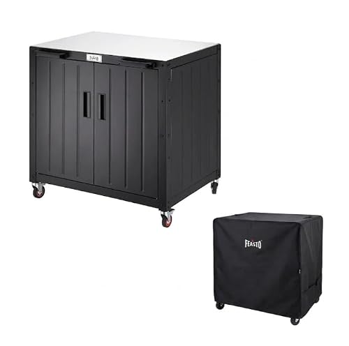 Feasto Outdoor Grill Cart with Storage Cabinet & Protective Cover