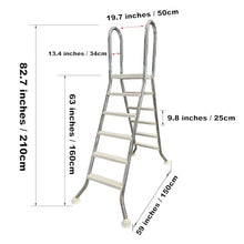 errzom 33/43/52/62 inch High Swimming Pool Ladder, 2/3/4/5-Step Stainless Steel Ladder for Above Ground Pool, Larger Heavy Duty Capacity 500 LBS Ladder, Non-Slip Ladder,5 Step
