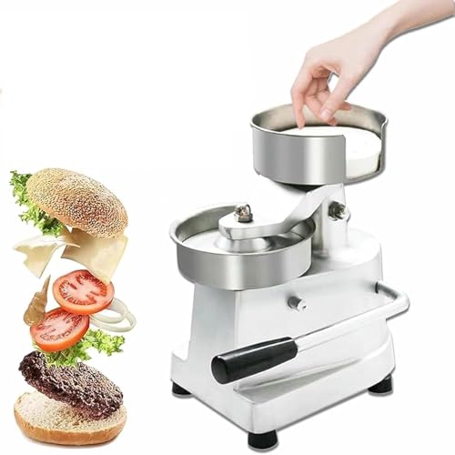 QYDZSHOP Hamburger Forming Machine Maker Manual Press Machine, Grill Burger Press Tool,4/5/6inch, Heavy-Gauge Stainless Steel,with Hamburger Paper Pack (500 Sheets) Perfect for Kitchen Meat Forming