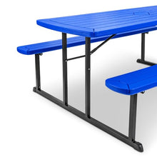 OEF Furnishings Heavy Duty Blow Molded Folding Picnic Table - Blue, Black Fram