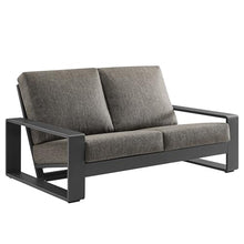 Modway Lirienne Aluminum Outdoor Loveseat in Smoke Gray - Weather-Resistant Modern 2-Seater Patio Couch with Removable Cushions