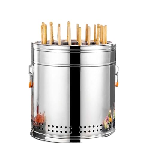 Smokeless Stainless Steel Hanging BBQ Grill 360° Roasting Oven Charcoal Braised Barrel for Indoor Outdoor Cooking(Large)